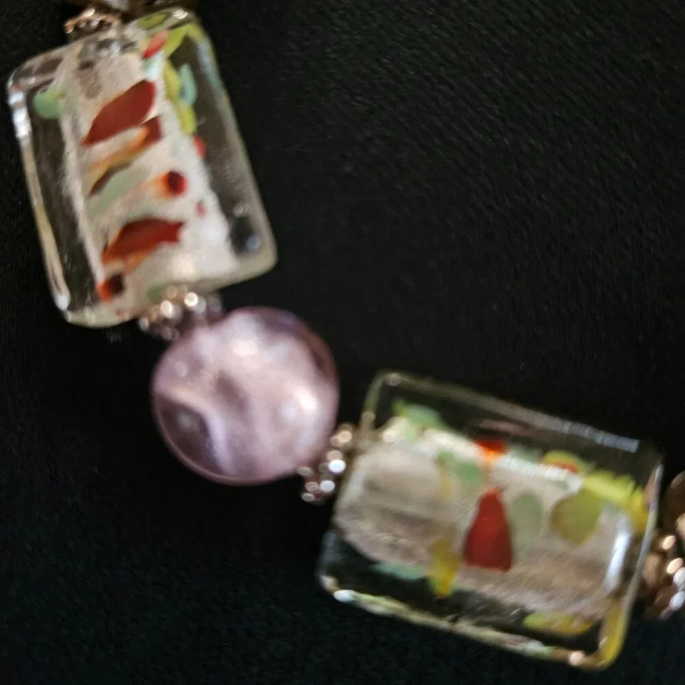 Handcrafted Artisan 7" Furnace Art Glass Bracelet with Silver - Picture 4 of 4